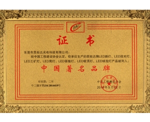中国著名品牌证书